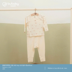 (NB-3M) Bộ dài tay cài lệch Bambus in họa tiết kỷ vật - BBB110700 | Quần áo BU Baby chính hãng