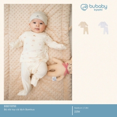 (NB-3M) Bộ dài tay cài lệch Bambus in họa tiết kỷ vật - BBB110700 | Quần áo BU Baby chính hãng