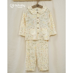 (6M-5Y) Bộ dài tay Pyjamas cổ bèo cho bé BU Baby Bambus - BBB1102CB | Quần áo Bubaby  chính hãng