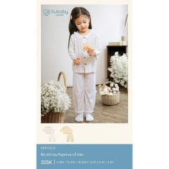 (6M-5Y) Bộ dài tay Pyjamas cổ bèo cho bé BU Baby Bambus - BBB1102CB | Quần áo Bubaby  chính hãng