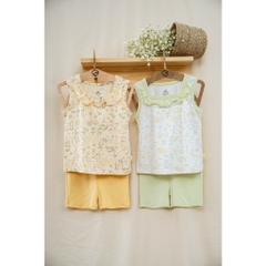 (6M-5Y) Bộ sát nách quần đùi cho bé gái BU Baby Bamco - BBB1443BG | Quần áo Bubaby chính hãng