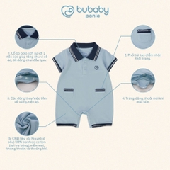 (1M-12M) Body đùi ngắn tay cổ Polo cho bé Bubaby Ponie - BPN230302 | Quần áo BU Baby chính hãng
