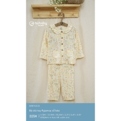 (6M-5Y) Bộ dài tay Pyjamas cổ bèo cho bé BU Baby Bambus - BBB1102CB | Quần áo Bubaby  chính hãng