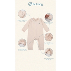 (NB-3M) Body dài tay cài giữa bé trai bé gái Bubaby Siro - BSR210205 | Quần áo BU Baby chính hãng