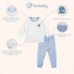 (6M-5Y) Bộ dài tay cài vai cho mùa Thu nhẹ Bubaby Molist BMD110100| Quần áo Bubaby chính hãng