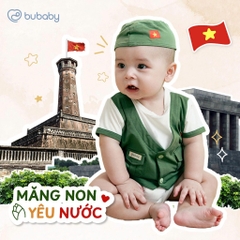 (1M-12M) Body Chip ngắn tay kèm mũ Bubaby măng non yêu nước Bambus - BBB2300KM | Quần áo chính hãng