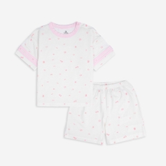 (6M-5Y) Bộ Ngắn Tay Cài Vai Bubaby Phối Tay Bambus Signature -  BBB130108 | Quần áo BU Baby chính hãng