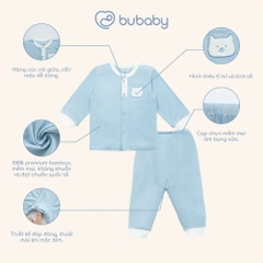(1M-9M) Bộ dài tay cài giữa Thu êm cho bé trai bé gái Bubaby Bambus BBB110211 | Quần áo chính hãng