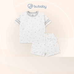 (6M-5Y) Bộ Ngắn Tay Cài Vai Bubaby Phối Tay Bambus Signature -  BBB130108 | Quần áo BU Baby chính hãng