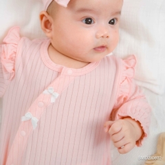 (1M-12M) Body chip dài tay cài chéo cho bé gái Bubaby Molist - BMD210802| Quần áo BU Baby chính hãng