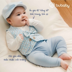 (1M-18M) Áo gile + nơ cổ Iconic 1 Bubaby Cotton BCT3900NC | Quần áo chính hãng