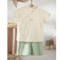 (1M-9M) Bộ ngắn tay cài chéo Bubaby Bambus Gami - BBB130803 BBB130800 | Quần áo BU Baby chính hãng