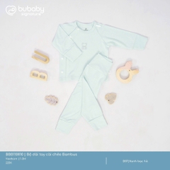 (NB-3M) Bộ dài tay cài chéo BU Baby Bambus cho bé trai bé gái | Quần áo Bubaby chính hãng