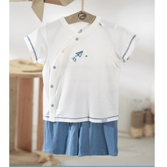(1M-9M) Bộ ngắn tay cài chéo Bubaby Bambus Gami - BBB130803 BBB130800 | Quần áo BU Baby chính hãng