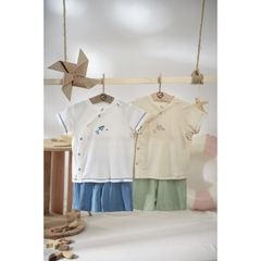 (1M-9M) Bộ ngắn tay cài chéo Bubaby Bambus Gami - BBB130803 BBB130800 | Quần áo BU Baby chính hãng