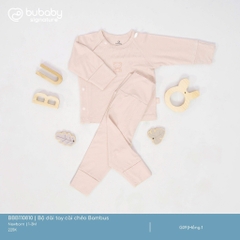 (NB-3M) Bộ dài tay cài chéo BU Baby Bambus cho bé trai bé gái | Quần áo Bubaby chính hãng