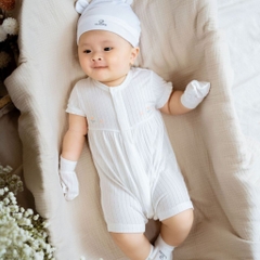 (1M-12M) Body đùi ngắn tay cài giữa cho bé gái Bubaby Molist - BMD230200 | Quần áo BU Baby chính hãng
