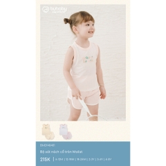 (6M-5Y) Bộ sát nách cổ tròn Bubaby Molist - BMD140401| Quần áo BU Baby Chính hãng