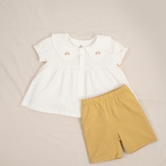 (6M-5Y) Bộ ngắn tay cài giữa cổ sen Bubaby Bamco BBC1302CS | Quần áo BU Baby chính hãng