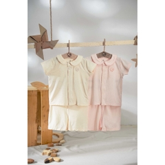 (1M-9M) Bộ ngắn tay cài giữa cổ sen Bubaby Bambus BBB1302CS | Quần áo BU Baby chính hãng