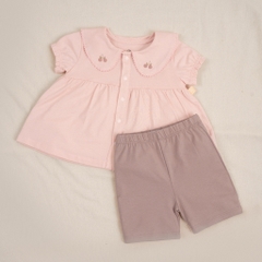 (6M-5Y) Bộ ngắn tay cài giữa cổ sen Bubaby Bamco BBC1302CS | Quần áo BU Baby chính hãng