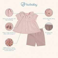 (6M-5Y) Bộ ngắn tay cài giữa cổ sen Bubaby Bamco BBC1302CS | Quần áo BU Baby chính hãng