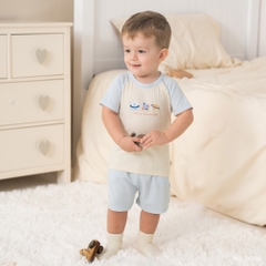 BU Baby (6M-5Y) Bộ ngắn tay cài vai  in vũ trụ Bubaby Cotton IVC130100 | Quần áo chính hãng