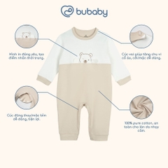 BU Baby (0-12M) Body dài tay cài vai  in gấu Bubaby Cotton SCT210100 | Body Chính hãng