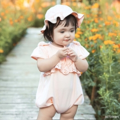 BU Baby (1M-9M) Body chip ngắn tay cài sau Bèo ngực Bubaby Cotton BCT2310BN | BOdy chính hãng