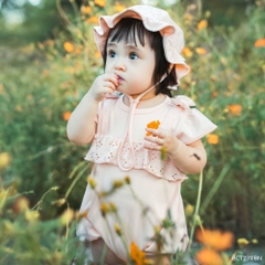 BU Baby (1M-9M) Body chip ngắn tay cài sau Bèo ngực Bubaby Cotton BCT2310BN | BOdy chính hãng