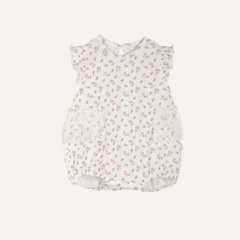 BU Baby (0-12M) Set Body chip dài tay cài giữa, cài sau bèo đáp cổ Siro Jacquard BU Baby KCT2102DC