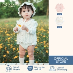 BU Baby (1M-12M) Set Body dài tay kèm cổ ren , cổ bèo bé gái mùa Thu êm Bubaby Cotton BCT2100CR | Hàng chính hãng