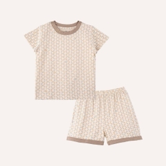 BU Baby (6M-3Y) Bộ ngắn tay cổ tròn Iconic 1 Bambus BBB1304IM | Quần áo Bubaby chính hãng