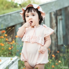 BU Baby (1M-9M) Body chip ngắn tay cài sau Bèo ngực Bubaby Cotton BCT2310BN | BOdy chính hãng