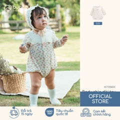 BU Baby (0-12M) Set Body chip dài tay cài giữa, cài sau bèo đáp cổ Siro Jacquard BU Baby KCT2102DC