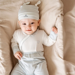 BU Baby (1M-6M) Bộ dài tay cài chéo tai gấu  Mùa Thu êm BU Cotton BCT110805 | Quần áo BU Chính hãng