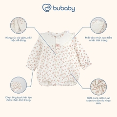 BU Baby (0-12M) Set Body chip dài tay cài giữa, cài sau bèo đáp cổ Siro Jacquard BU Baby KCT2102DC
