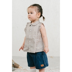 BU Baby (6M-3Y) Áo sơ mi sát nách bèo ngực cho bé gái BU Cotton BCT343901 | Hàng chính hãng