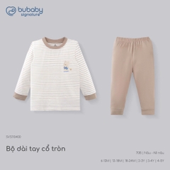 (6M-5Y) Bộ dài tay cổ tròn Thu êm Bubaby Cotton BCT110404 | Quần áo BU Chính hãng
