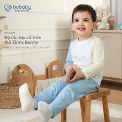 (6M-5Y) Bộ dài tay cổ tròn BUBABY Vải  Mềm mát Signature Cao Cấp Cho Bé
