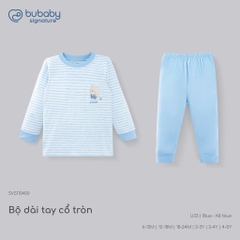 (6M-5Y) Bộ dài tay cổ tròn BUBABY Vải  Mềm mát Signature Cao Cấp Cho Bé