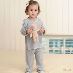 (6M-18M) Bộ dài tay cài chéo Pijama mặc ở nhà, đồ ngủ cho bé  BU Siro BSR1108PJ | Quần áo Bubaby chính hãng