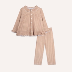 (18M-5Y)  Bộ dài tay cài giữa bèo cổ Pijama mặc ở nhà, đồ ngủ cho bé BU Siro BSR1102BC | Quần áo Bubaby chính hãng