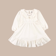 (12M-5Y) Váy liền dài tay bèo cổ + Váy Yếm Thu nhẹ cho bé gái Bubaby Cotton BCT513300 | Quần áo BU Chính hãng