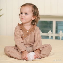 (6M-18M) Bộ dài tay cài chéo Pijama mặc ở nhà, đồ ngủ bé gái BU Baby Siro BSR1108BG| Quần áo chính hãng