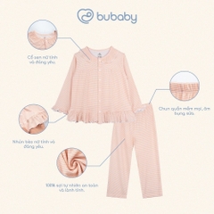 (18M-5Y)  Bộ dài tay cài giữa bèo cổ Pijama mặc ở nhà, đồ ngủ cho bé BU Siro BSR1102BC | Quần áo Bubaby chính hãng