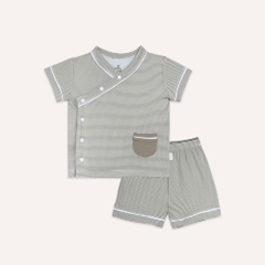 (6M-18M) Bộ ngắn tay cài chéo Pijama mặc ở nhà, đồ ngủ cho bé BU SIro BSR1308PJ | Quần áo Bubaby chính hãng