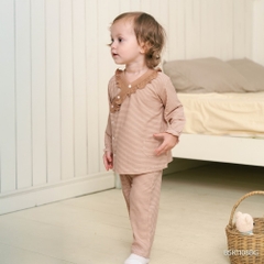 (6M-18M) Bộ dài tay cài chéo Pijama mặc ở nhà, đồ ngủ bé gái BU Baby Siro BSR1108BG| Quần áo chính hãng