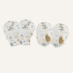 (Freesize) Bộ bao chân, bao tay Bubaby Cotton ACT400003 | Phụ kiện BU Baby Chính hãng