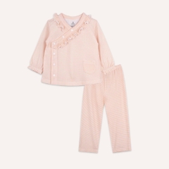 (6M-18M) Bộ dài tay cài chéo Pijama mặc ở nhà, đồ ngủ bé gái BU Baby Siro BSR1108BG| Quần áo chính hãng